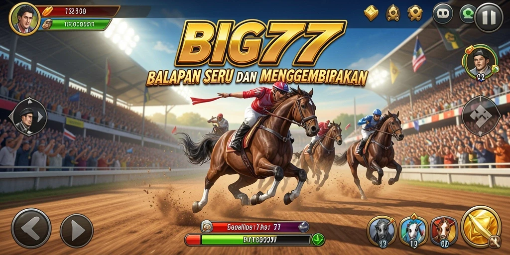 Screenshot BIG77 menampilkan aksi balapan yang mendebarkan di lintasan.