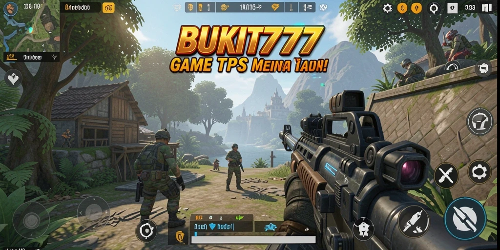 Screenshot BUKIT777 menampilkan aksi pertempuran yang seru dalam game TPS.