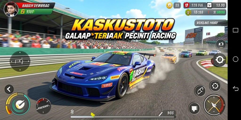 Tampilan gameplay seru KASKUSTOTO saat balap di trek yang menantang.