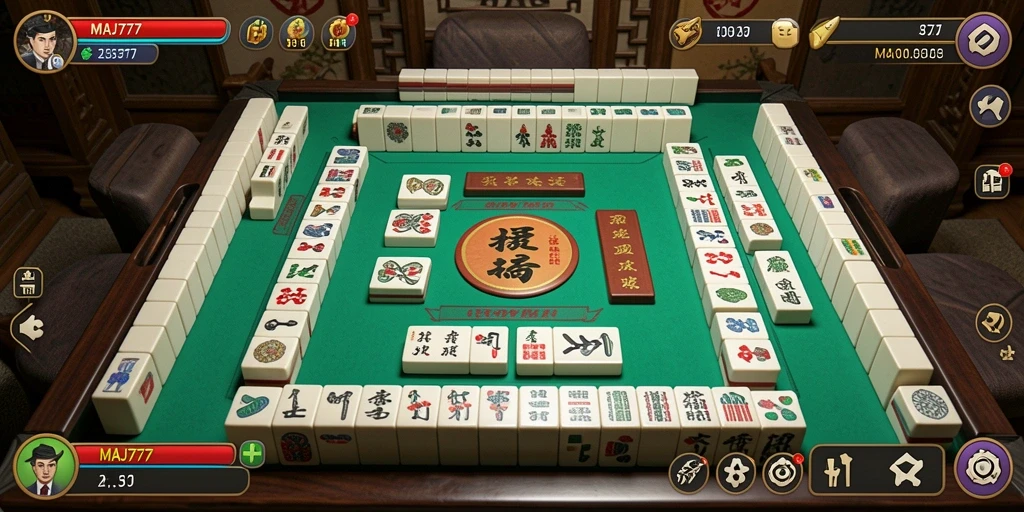 Tampilan menarik gameplay MAJ777 dalam permainan Mahjong.