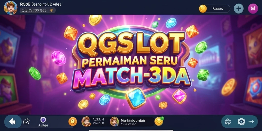 Tampilan gameplay <strong>QQSLOT</strong> dengan kombinasi objek cerah yang menantang.